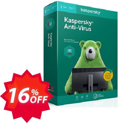 Kaspersky AntiVirus Coupon code 16% discount 