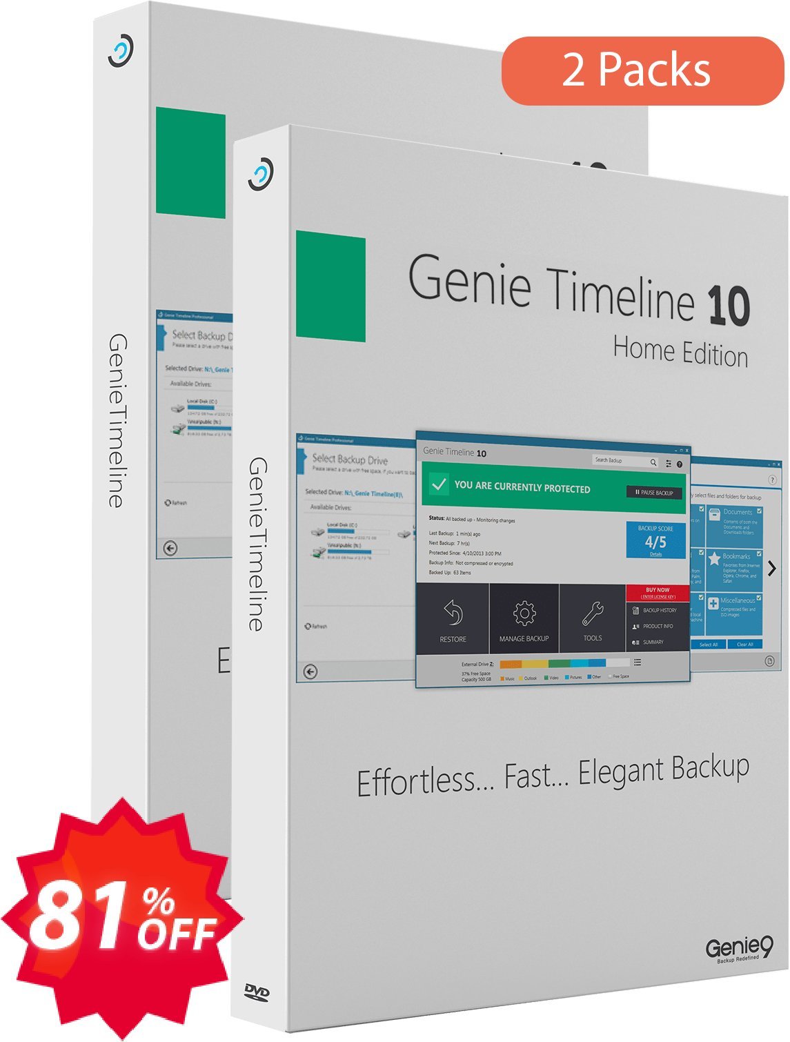 Genie Timeline Home 10, 2 Pack  Coupon code 81% discount 