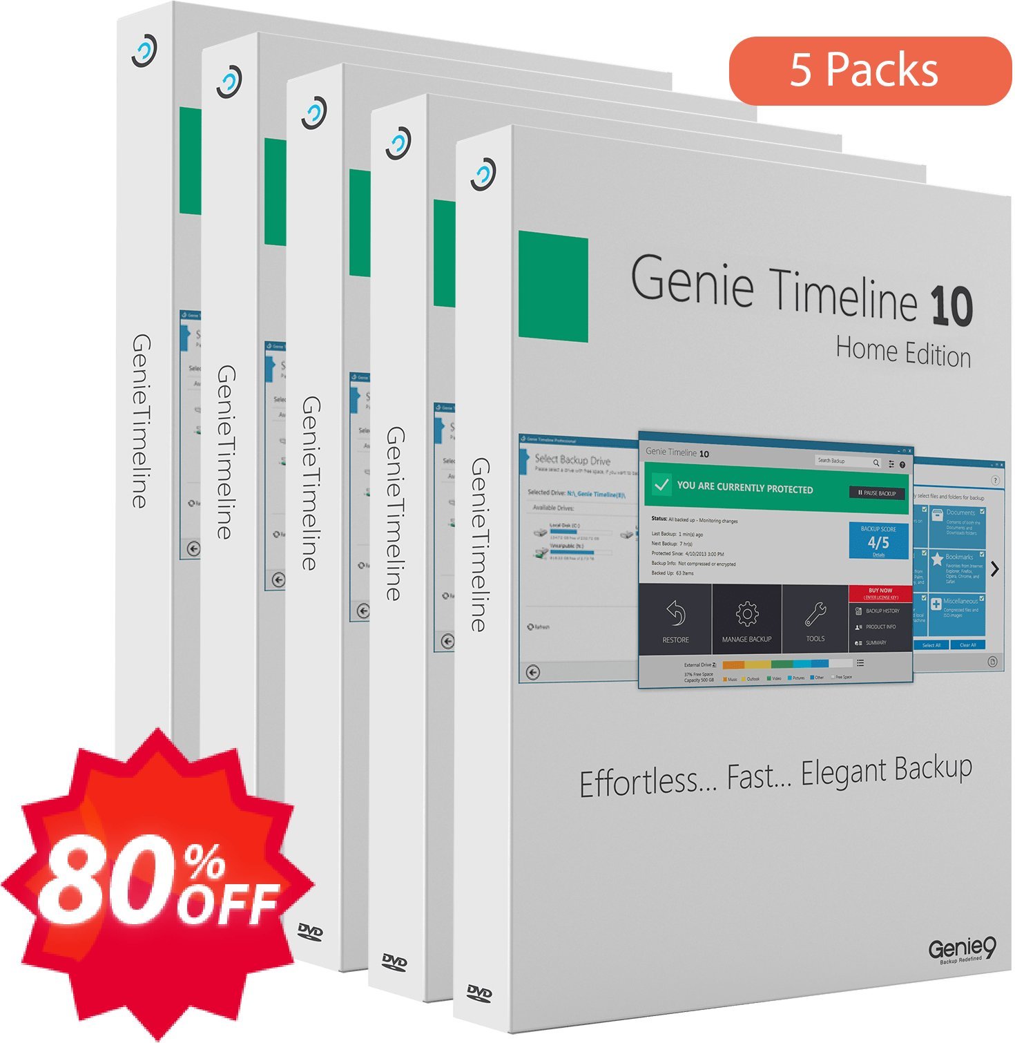 Genie Timeline Home 10, 5 Pack  Coupon code 80% discount 