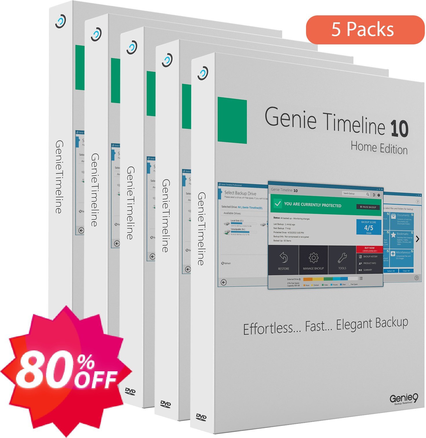 Genie Timeline Home 10, 5 Pack  Coupon code 80% discount 