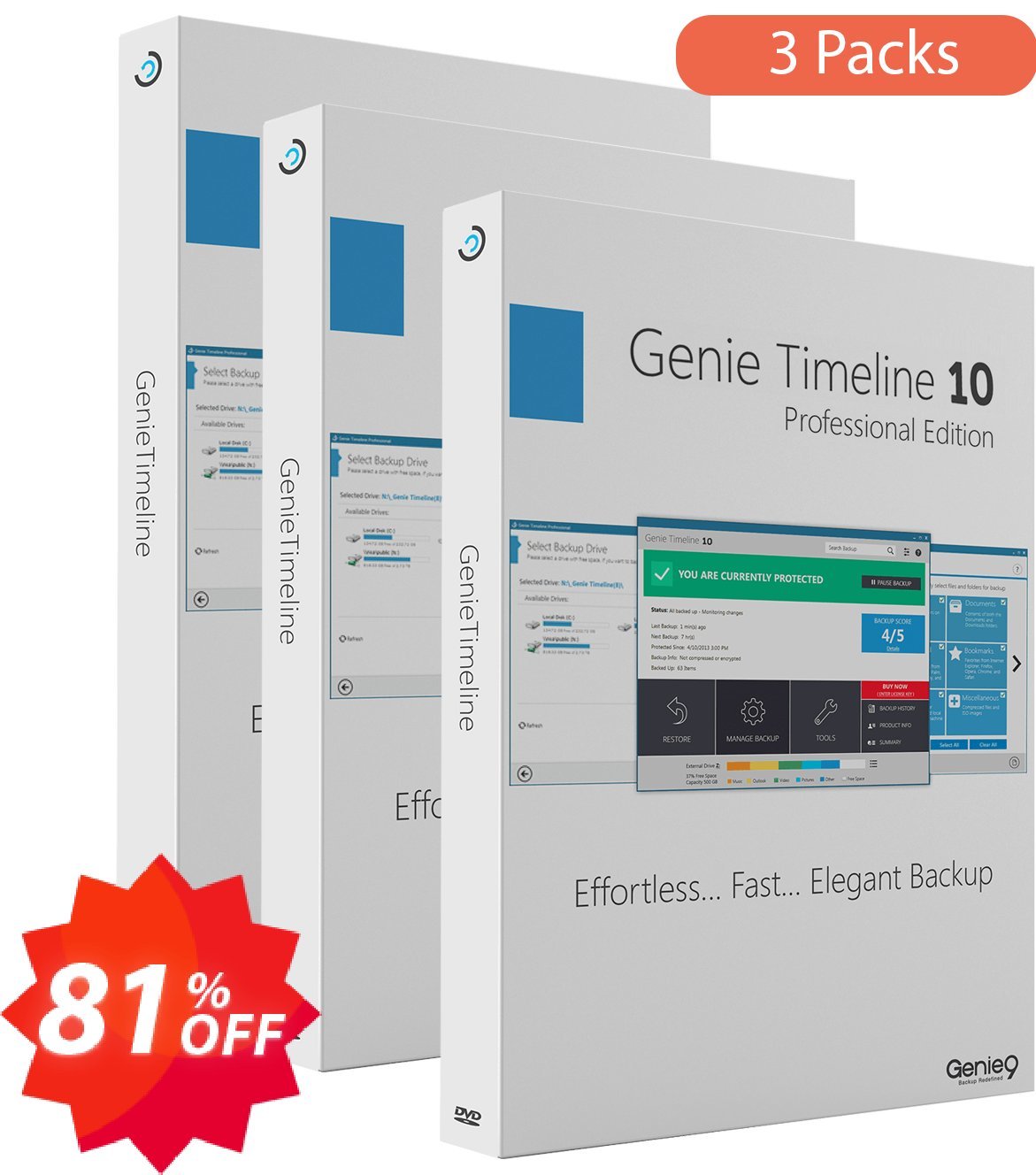 Genie Timeline Pro 10, 3 Pack  Coupon code 81% discount 