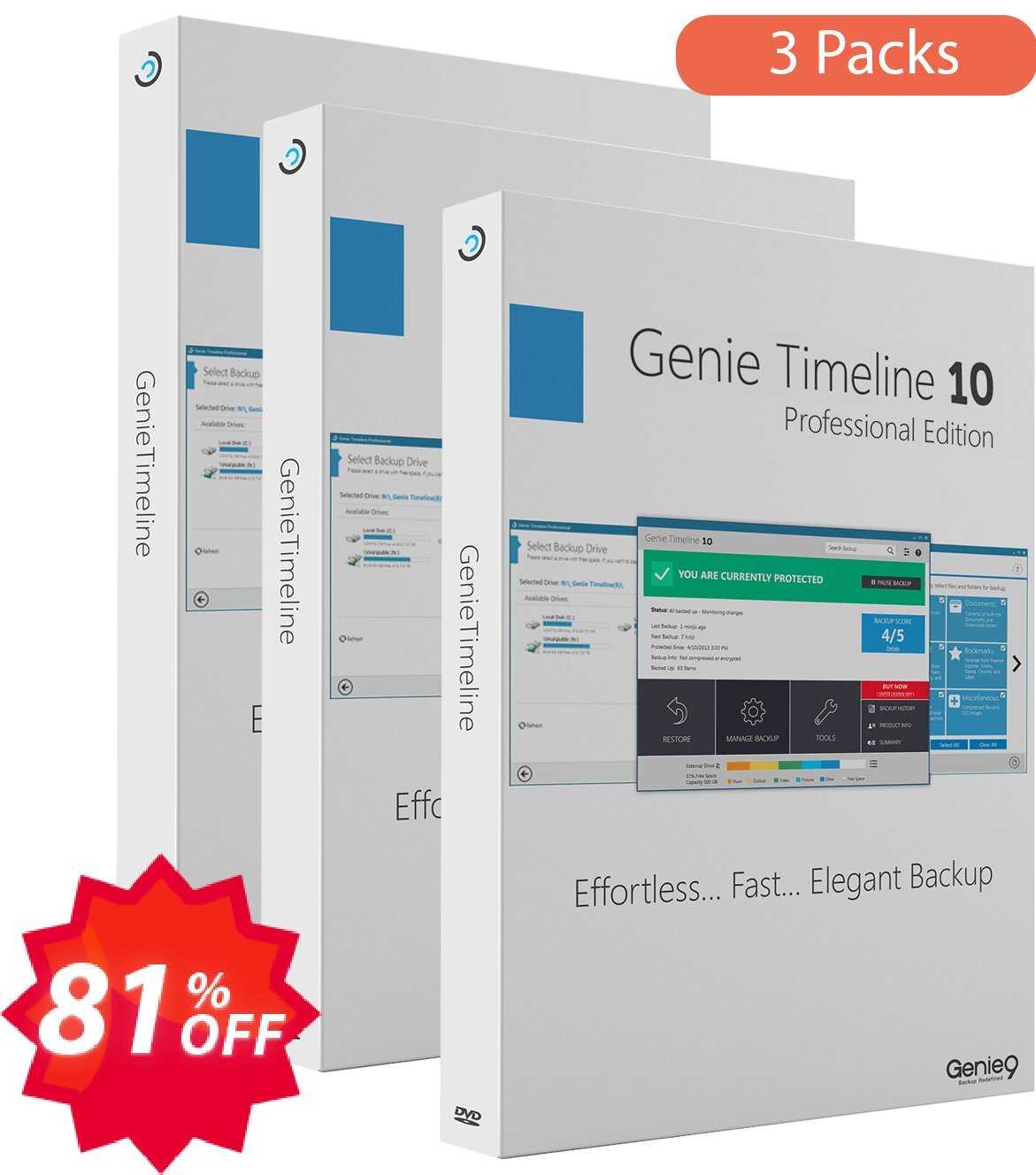 Genie Timeline Pro 10, 3 Pack  Coupon code 81% discount 