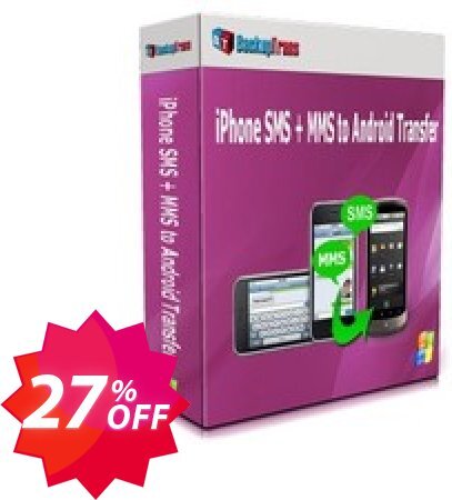 Backuptrans iPhone SMS + MMS to Android Transfer Coupon code 27% discount 