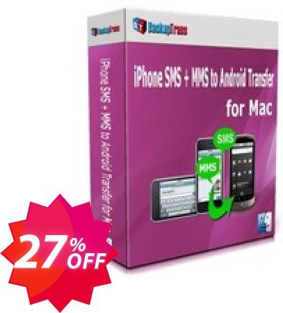 Backuptrans iPhone SMS + MMS to Android Transfer for MAC, Family Edition  Coupon code 27% discount 