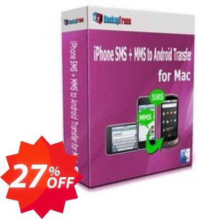 Backuptrans iPhone SMS + MMS to Android Transfer for MAC, Family Edition  Coupon code 27% discount 