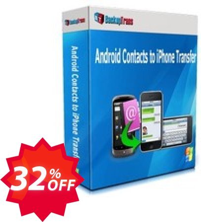 Backuptrans Android Contacts to iPhone Transfer, One-Time Usage  Coupon code 32% discount 