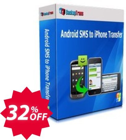 Backuptrans Android SMS to iPhone Transfer, One-Time Usage  Coupon code 32% discount 