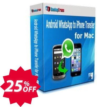Backuptrans Android WhatsApp to iPhone Transfer for MAC, Family Edition  Coupon code 25% discount 