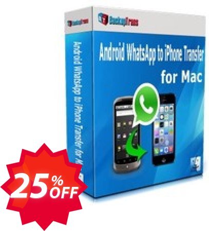 Backuptrans Android WhatsApp to iPhone Transfer for MAC, Family Edition  Coupon code 25% discount 