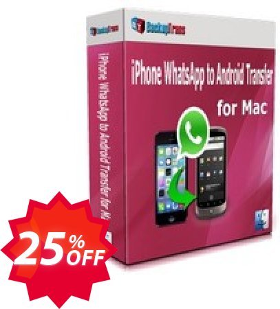 Backuptrans iPhone WhatsApp to Android Transfer for MAC, Family Edition  Coupon code 25% discount 