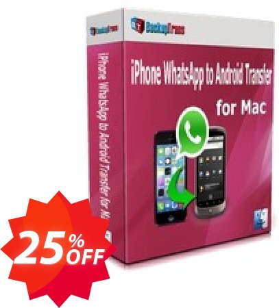 Backuptrans iPhone WhatsApp to Android Transfer for MAC, Family Edition  Coupon code 25% discount 