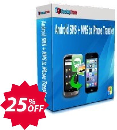 Backuptrans Android SMS + MMS to iPhone Transfer, Family Edition  Coupon code 25% discount 