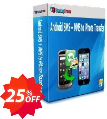 Backuptrans Android SMS + MMS to iPhone Transfer, Family Edition  Coupon code 25% discount 