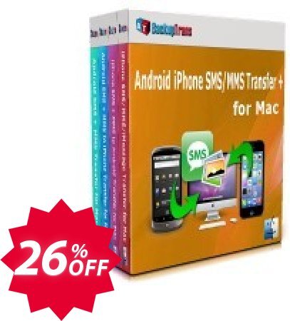 Backuptrans Android iPhone SMS/MMS Transfer plus for MAC, Family Edition  Coupon code 26% discount 