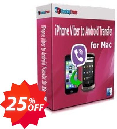 Backuptrans iPhone Viber to Android Transfer for MAC, Family Edition  Coupon code 25% discount 