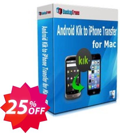 Backuptrans Android Kik to iPhone Transfer for MAC, Family Edition  Coupon code 25% discount 