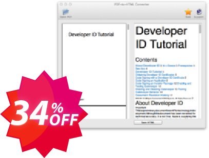 PDF to HTML Converter for MAC Coupon code 34% discount 