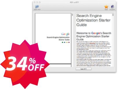 PDF to RTF Converter for MAC Coupon code 34% discount 
