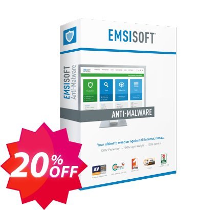 Emsisoft Anti-Malware Home Coupon code 20% discount 