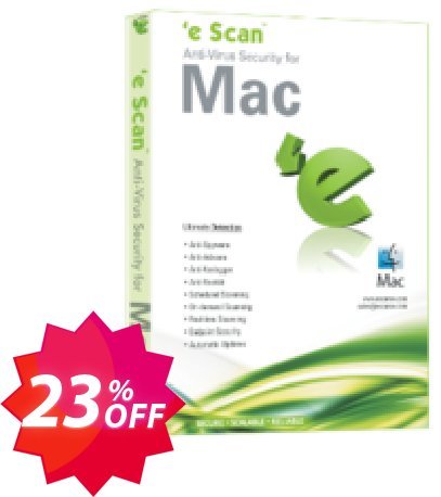 eScan Anti-Virus Security for MAC - Special Offer - 1 User Yearly Coupon code 23% discount 