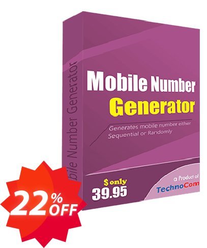 Mobile Number Generator Coupon code 22% discount 