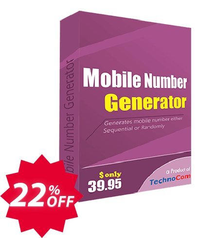 Mobile Number Generator Coupon code 22% discount 