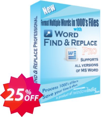 WindowIndia Word Find and Replace PRO Coupon code 25% discount 
