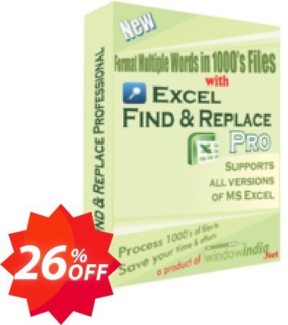 WindowIndia Excel Find and Replace PRO Coupon code 26% discount 