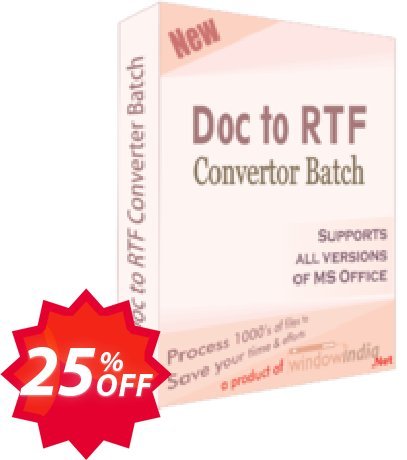 WindowIndia Doc to RTF Converter Batch Coupon code 25% discount 
