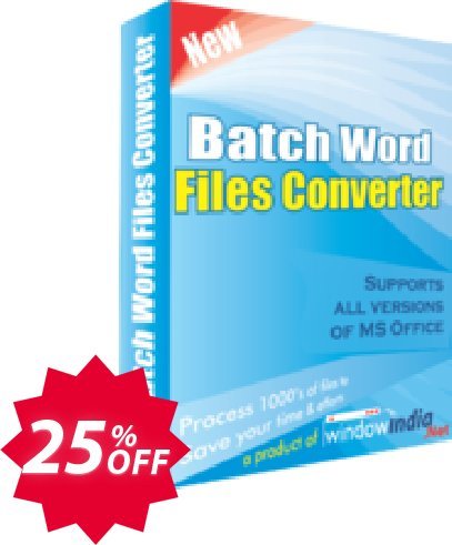 WindowIndia Batch Word Files Converter Coupon code 25% discount 