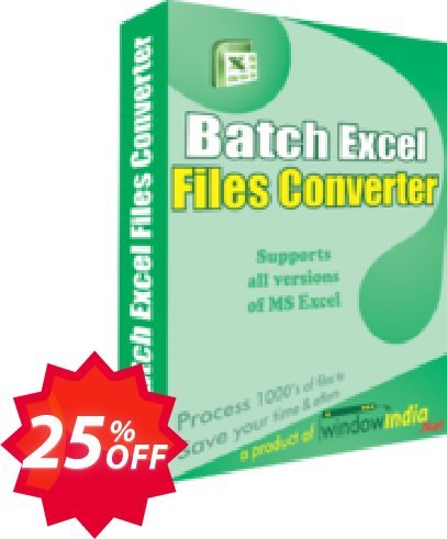 WindowIndia Batch Excel Files Converter Coupon code 25% discount 