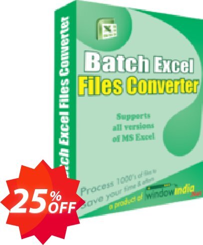 WindowIndia Batch Excel Files Converter Coupon code 25% discount 