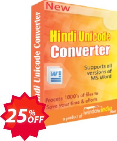 WindowIndia Hindi Unicode Converter Coupon code 25% discount 