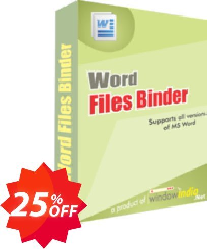 WindowIndia Word Files Binder Coupon code 25% discount 