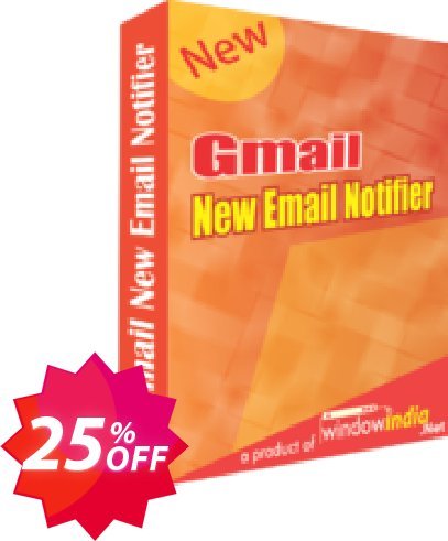 WindowIndia Gmail New Email Notifier Coupon code 25% discount 
