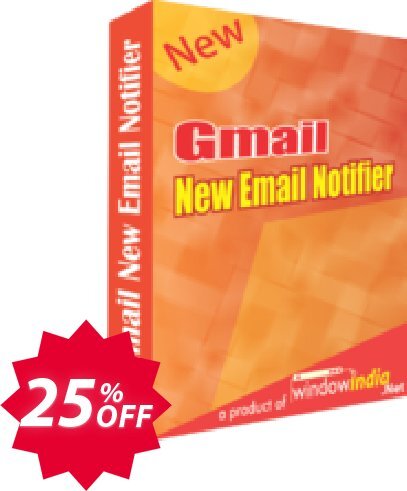 WindowIndia Gmail New Email Notifier Coupon code 25% discount 