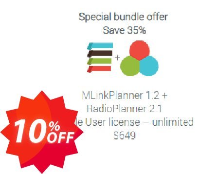 Special Bundle: MLinkPlanner 1.2 + RadioPlanner 2.1 Unlimited Coupon code 10% discount 