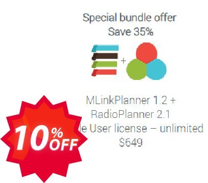 Special Bundle: MLinkPlanner 1.2 + RadioPlanner 2.1 Unlimited Coupon code 10% discount 