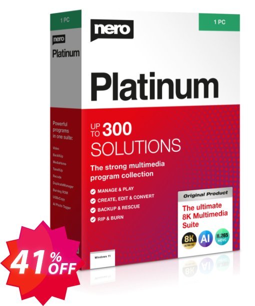 Nero Platinum Suite 2024, 1-year Plan  Coupon code 41% discount 