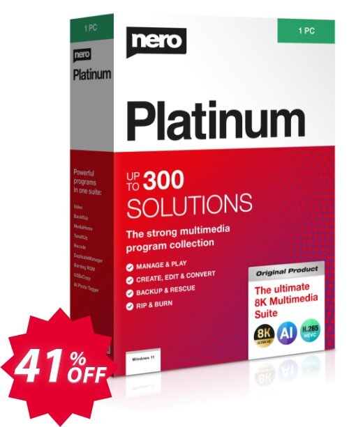 Nero Platinum Suite 2025, 1-year Plan  Coupon code 41% discount 