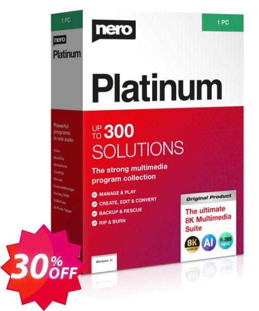 Nero Platinum Suite 2024, Permanent Plan  Coupon code 30% discount 