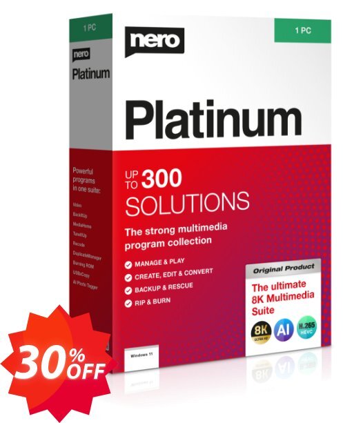 Nero Platinum Suite 2025, Permanent Plan  Coupon code 30% discount 