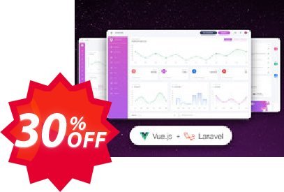 Vue White Dashboard PRO Laravel Coupon code 30% discount 