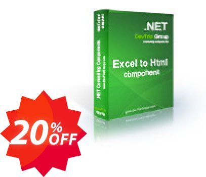 Excel To Html .NET - Developer Plan PRO Coupon code 20% discount 
