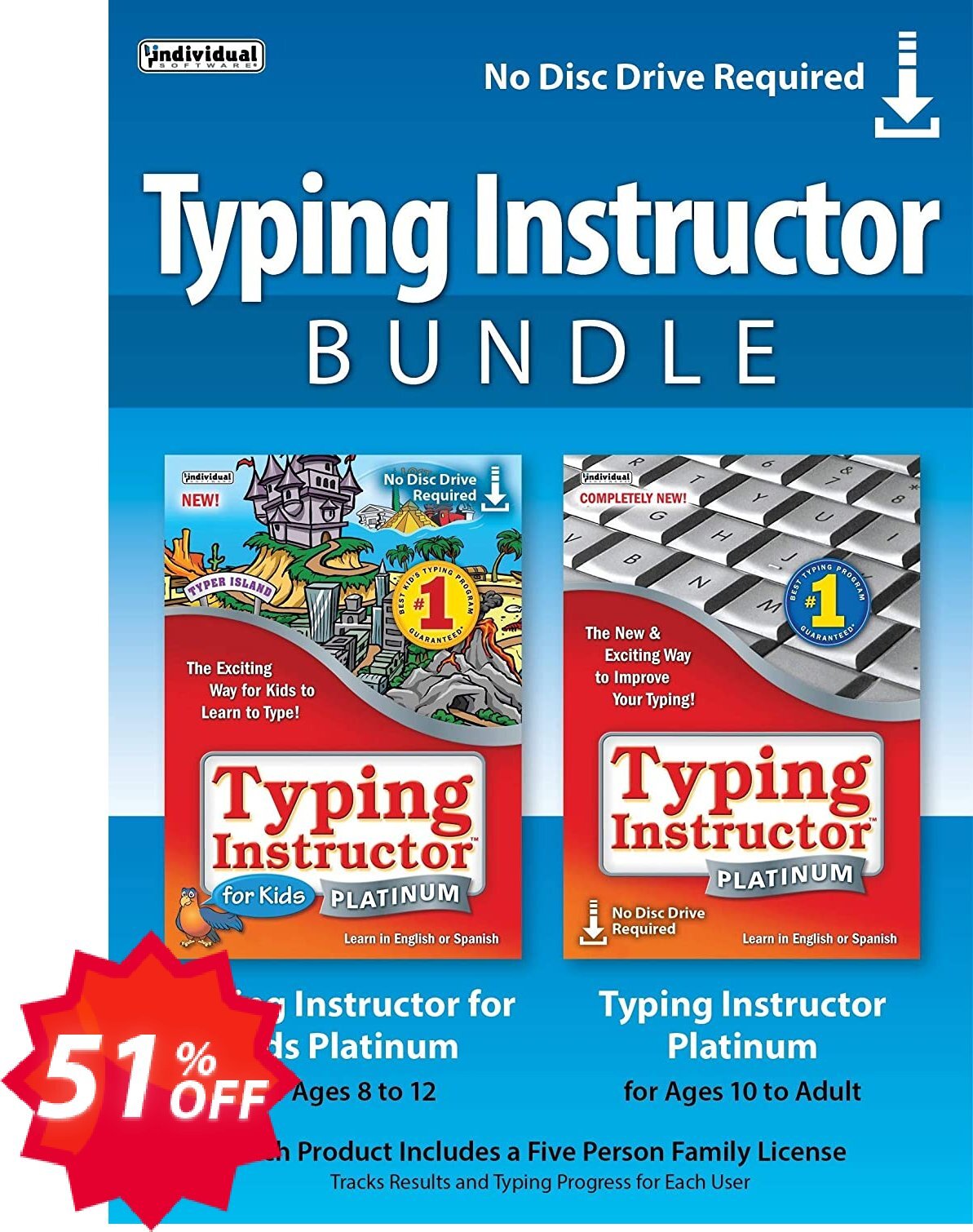 Typing Instructor Bundle: Typing Instructor for Kids Platinum & Typing Instructor Platinum Coupon code 51% discount 