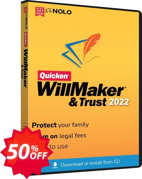 Quicken WillMaker & Trust 2022, MAC  Coupon code 50% discount 