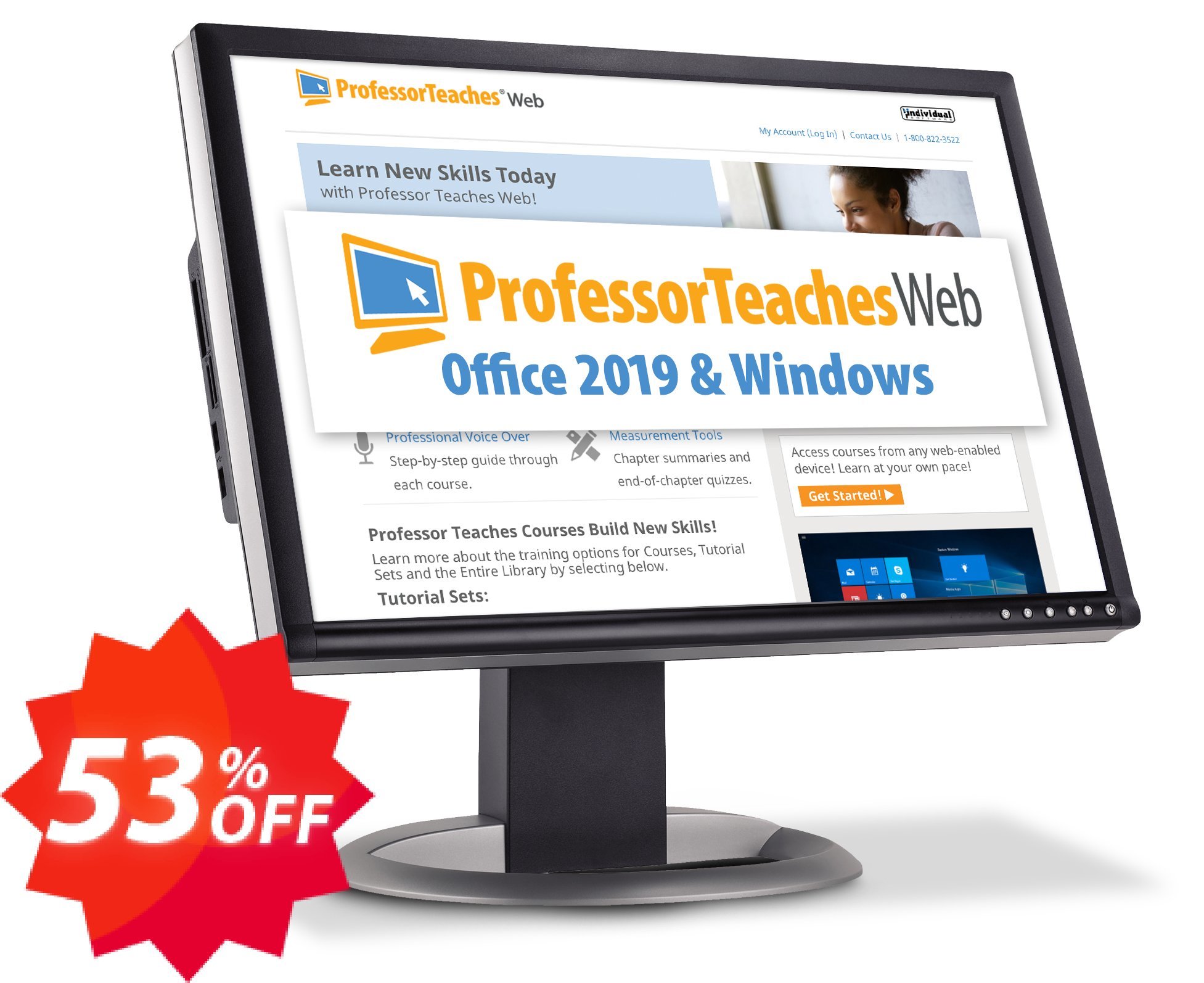Professor Teaches Web - Office 2019 & WINDOWS 10, Annual Subscription  Coupon code 53% discount 