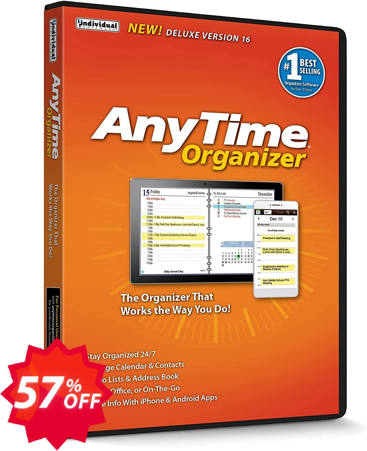 AnyTime Organizer Deluxe 16 Coupon code 57% discount 