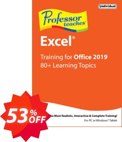 Professor Teaches Excel 2019 Coupon code 53% discount 