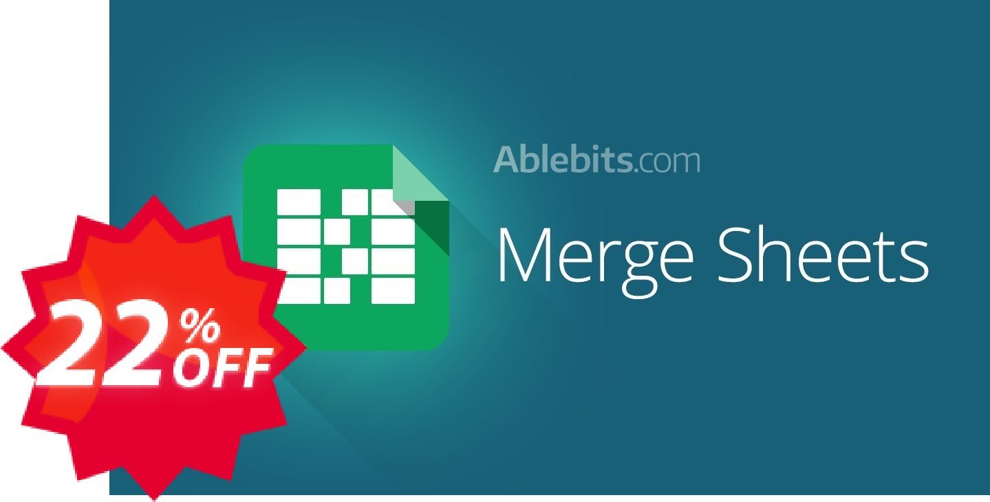 Merge Sheets add-on for Google Sheets Coupon code 22% discount 